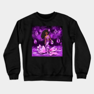 Mermaid in the rain 2022, mermaid among raindrops falling into Water. The best Gifts for black women 2022 Crewneck Sweatshirt